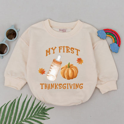 First Thanksgiving Baby Romper: Autumn Pumpkin Spice Gift Outfit