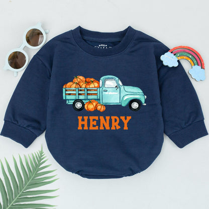 Custom Pumpkin Truck Romper – Perfect Fall & Thanksgiving Outfit