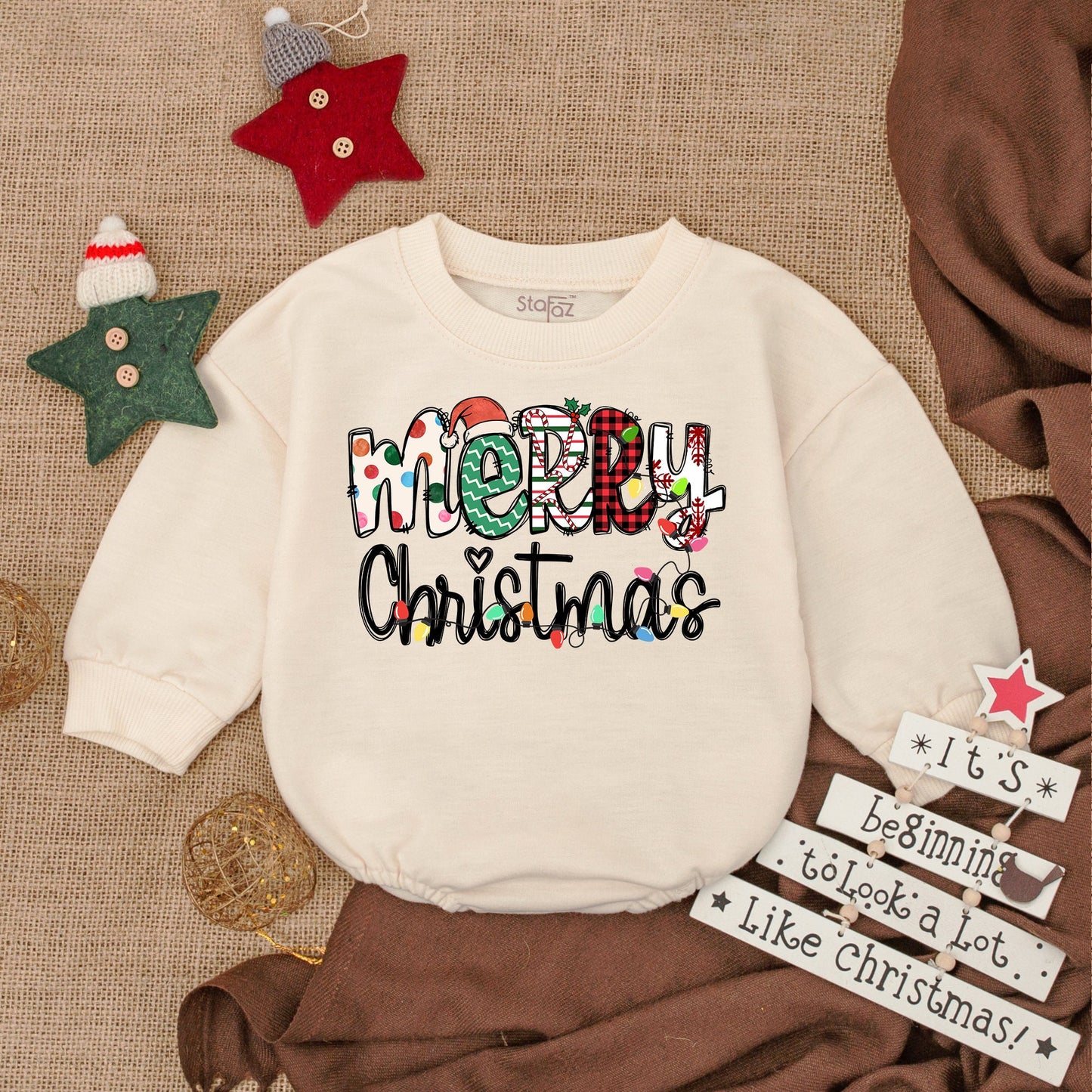 Cozy My First Christmas Baby Romper | Long Sleeve Holiday Outfit