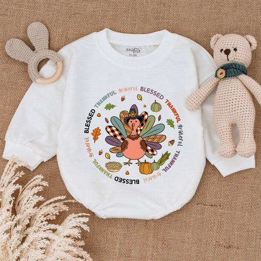 Thanksgiving Baby Romper: Turkey Outfit, Fall Bodysuit, Shower Gift