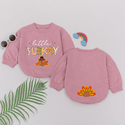 Baby's First Thanksgiving Turkey Romper Outfit | Fall Announcement Gift | Thankful Turkey Day Coming Home