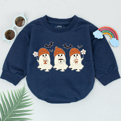 Baby's Spooky Pumpkin Ghost Romper - First Halloween Outfit Gift