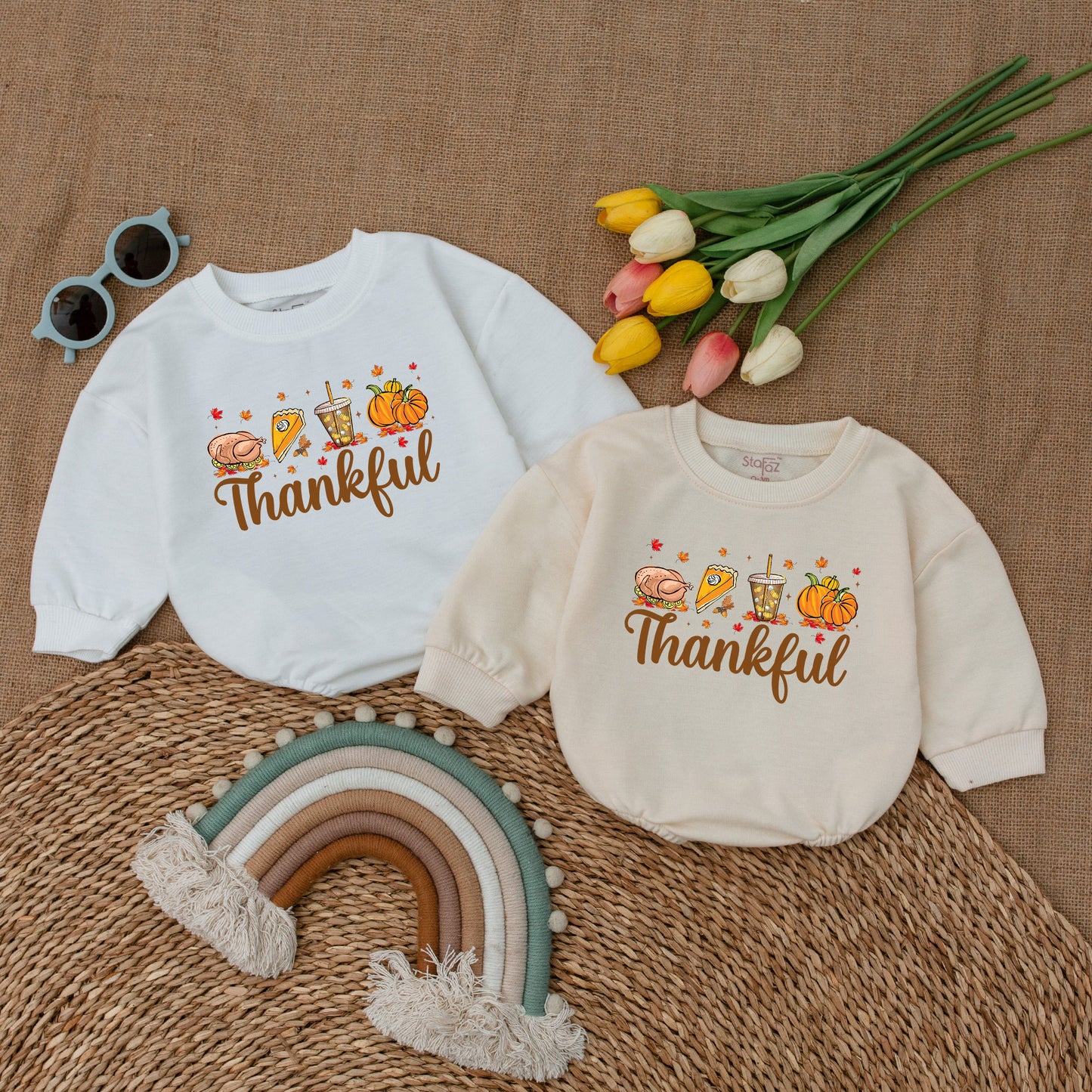 First Thanksgiving Bubble Romper, Pumpkin Newborn Fall Outfit