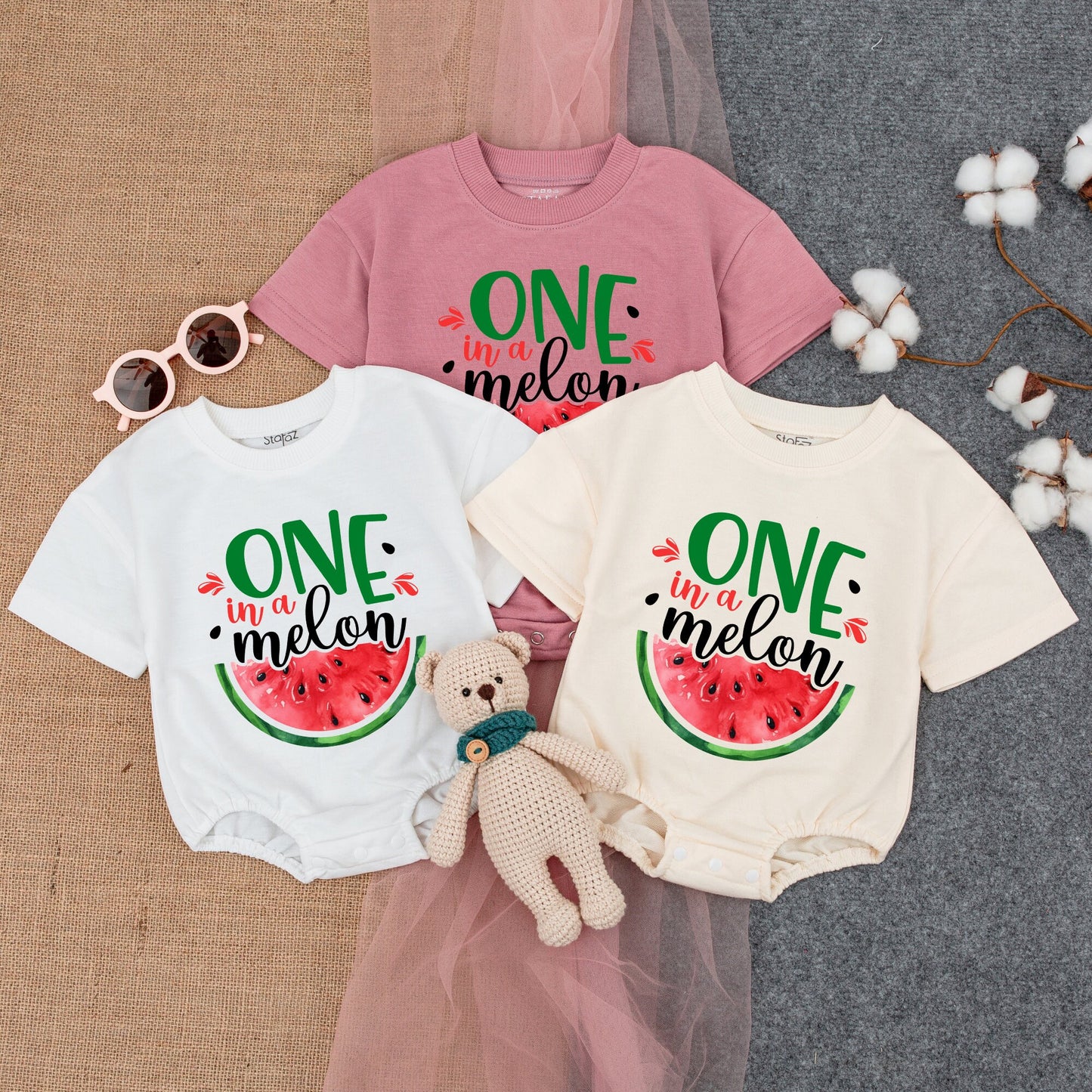 One in a Melon 1st Birthday Girl Romper - Watermelon Outfit  