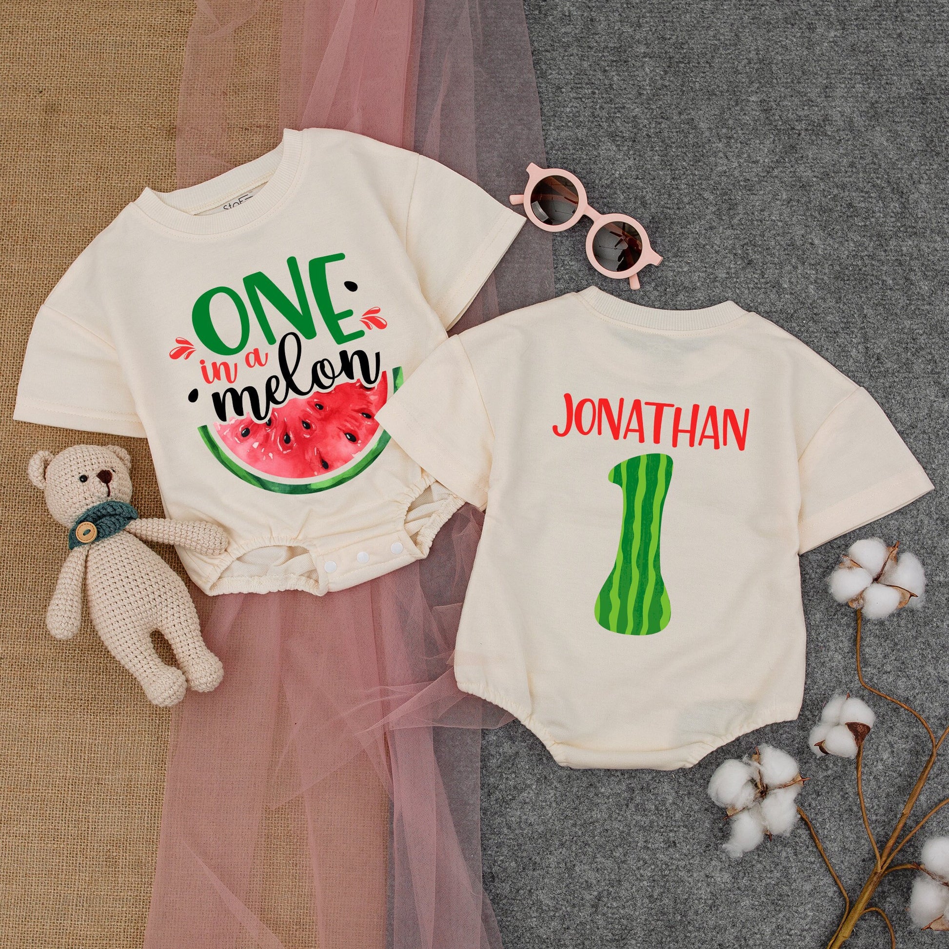 One in a Melon 1st Birthday Girl Romper - Watermelon Outfit  