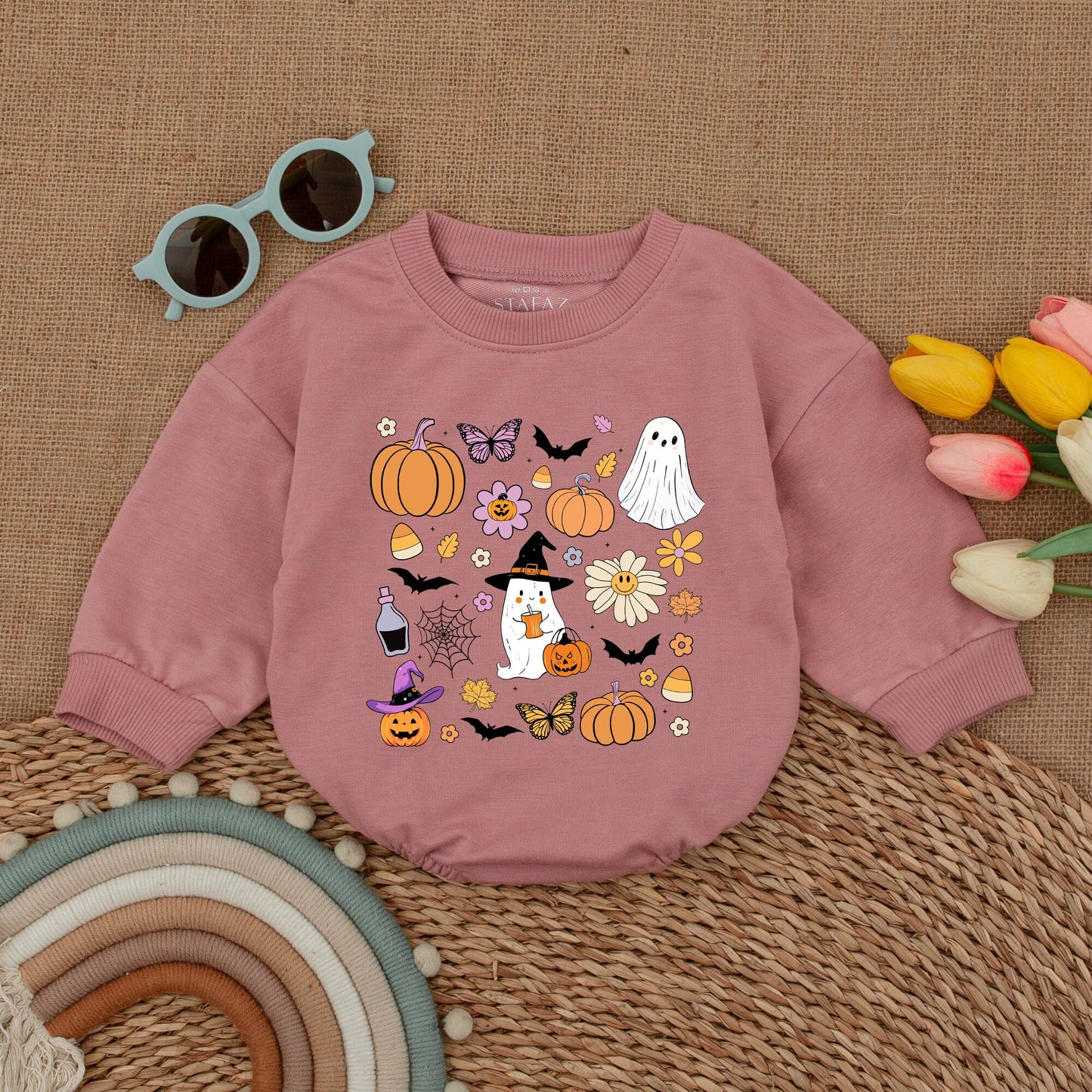 Retro Halloween Baby Romper | Cute Ghost Outfit & Sweatshirt Set