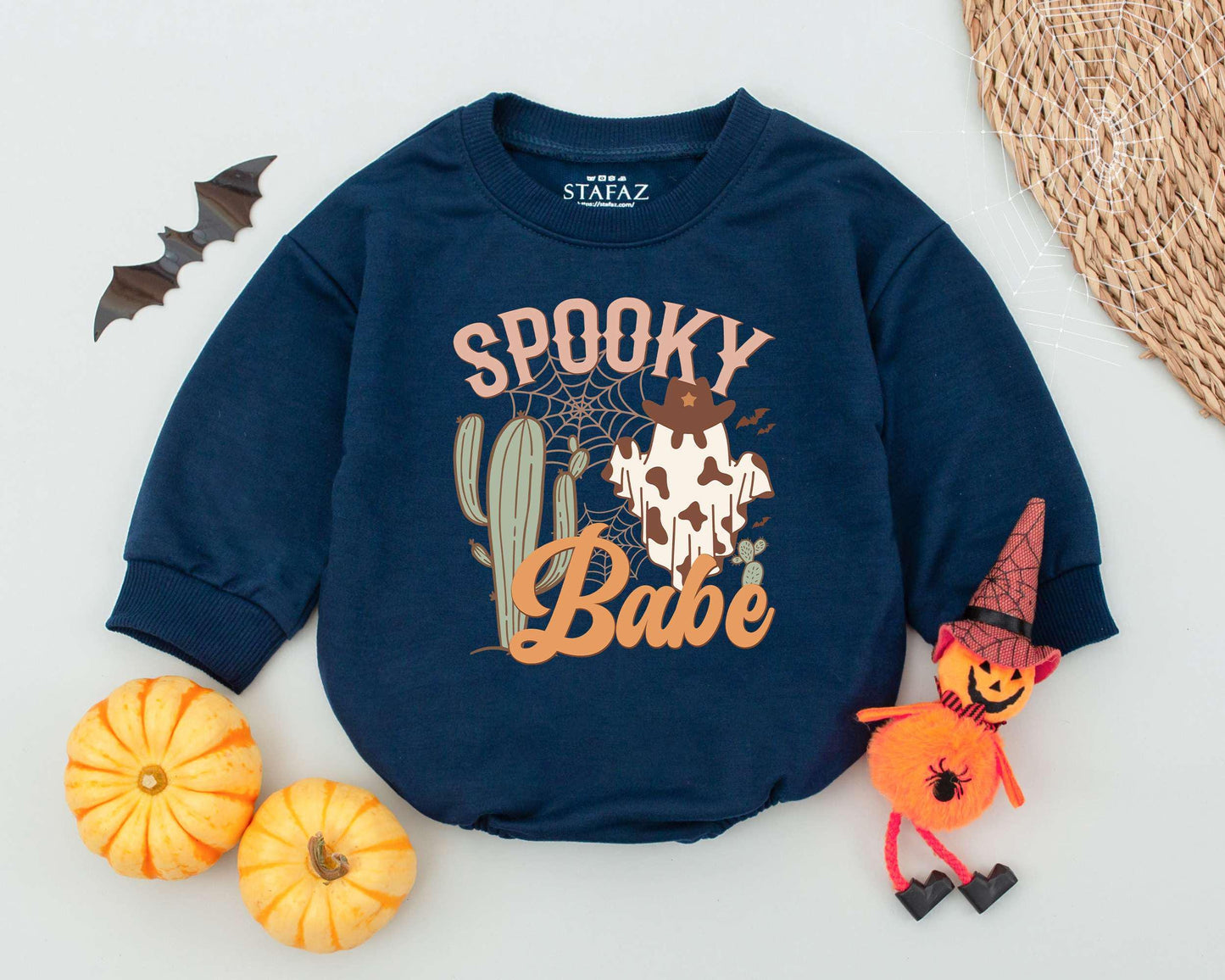 Adorable Halloween Baby Outfit: Romper & Sweatshirt for Spooky Fun