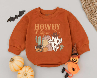 Retro Western Halloween Outfit: Baby Romper & Toddler Sweatshirt