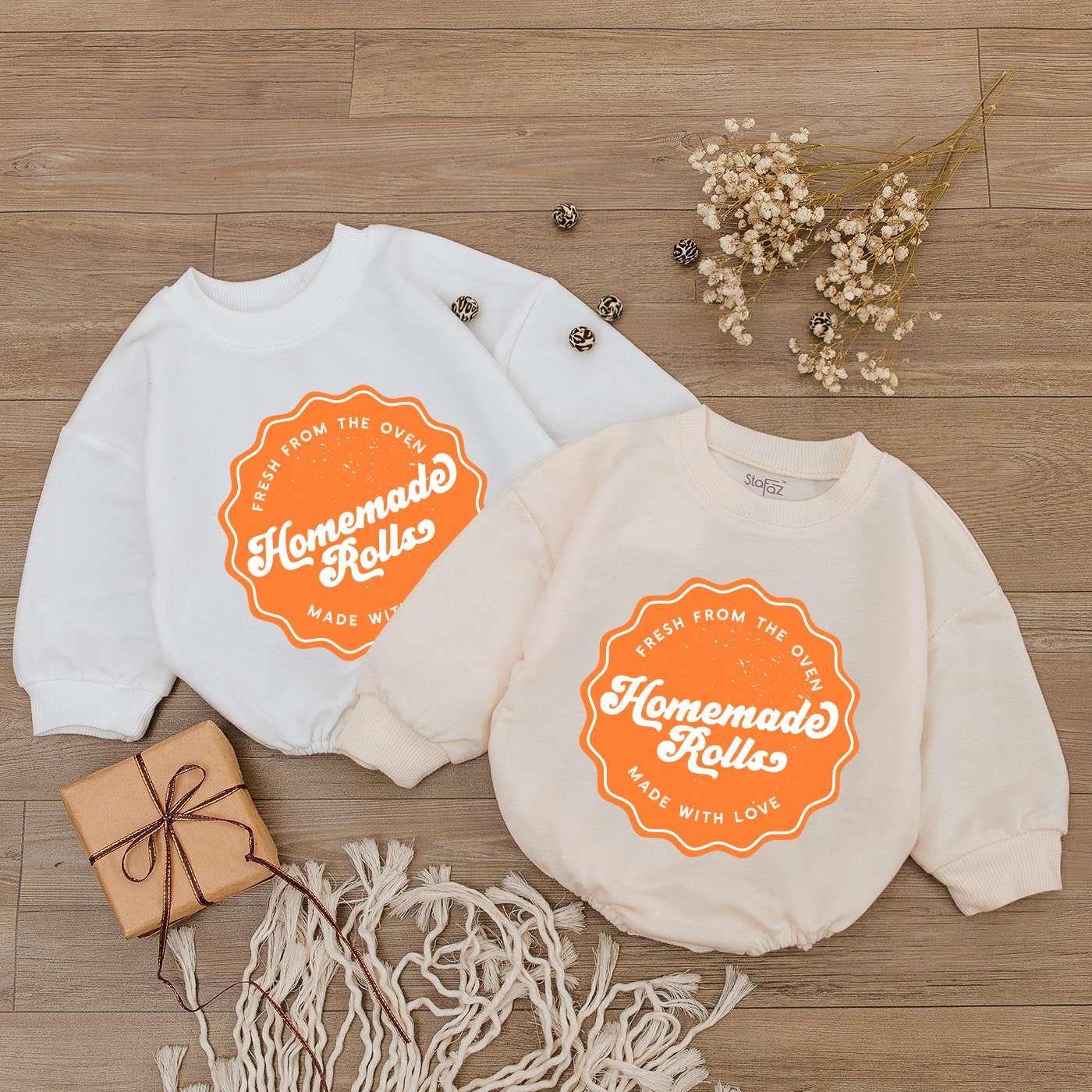 Retro Fall Baby Romper & Sweater - Cute Thanksgiving & Halloween