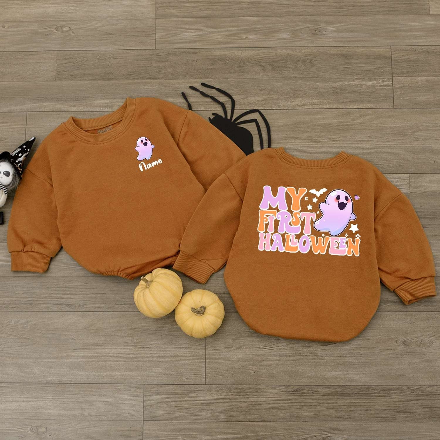 Personalized Halloween Baby Outfit - Cute Ghost & Pumpkin Romper