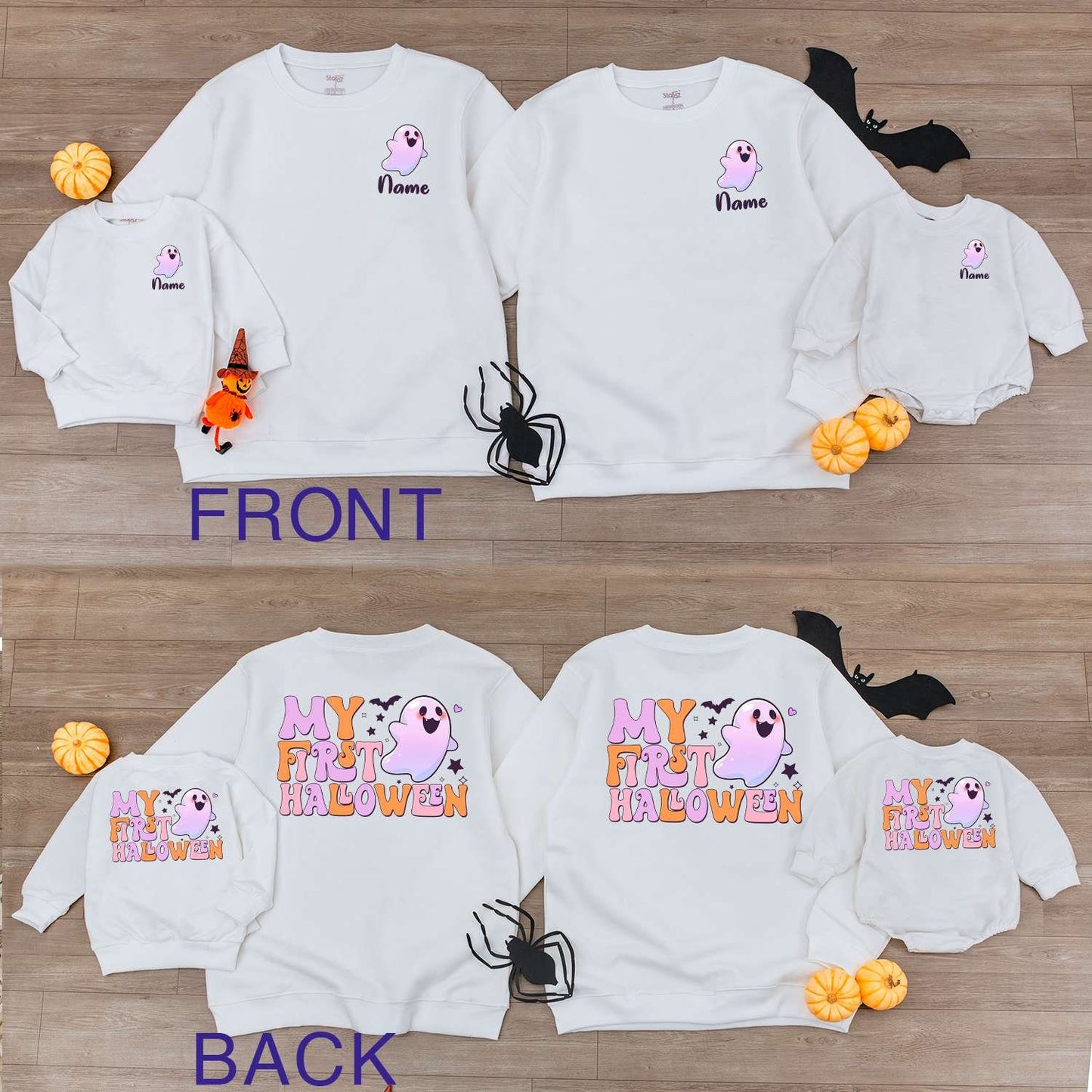 Personalized Halloween Baby Outfit - Cute Ghost & Pumpkin Romper