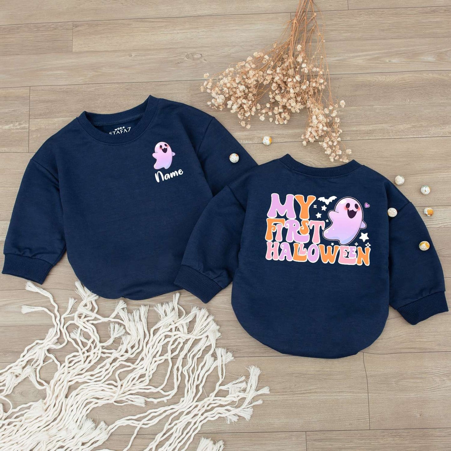 Personalized Halloween Baby Outfit - Cute Ghost & Pumpkin Romper