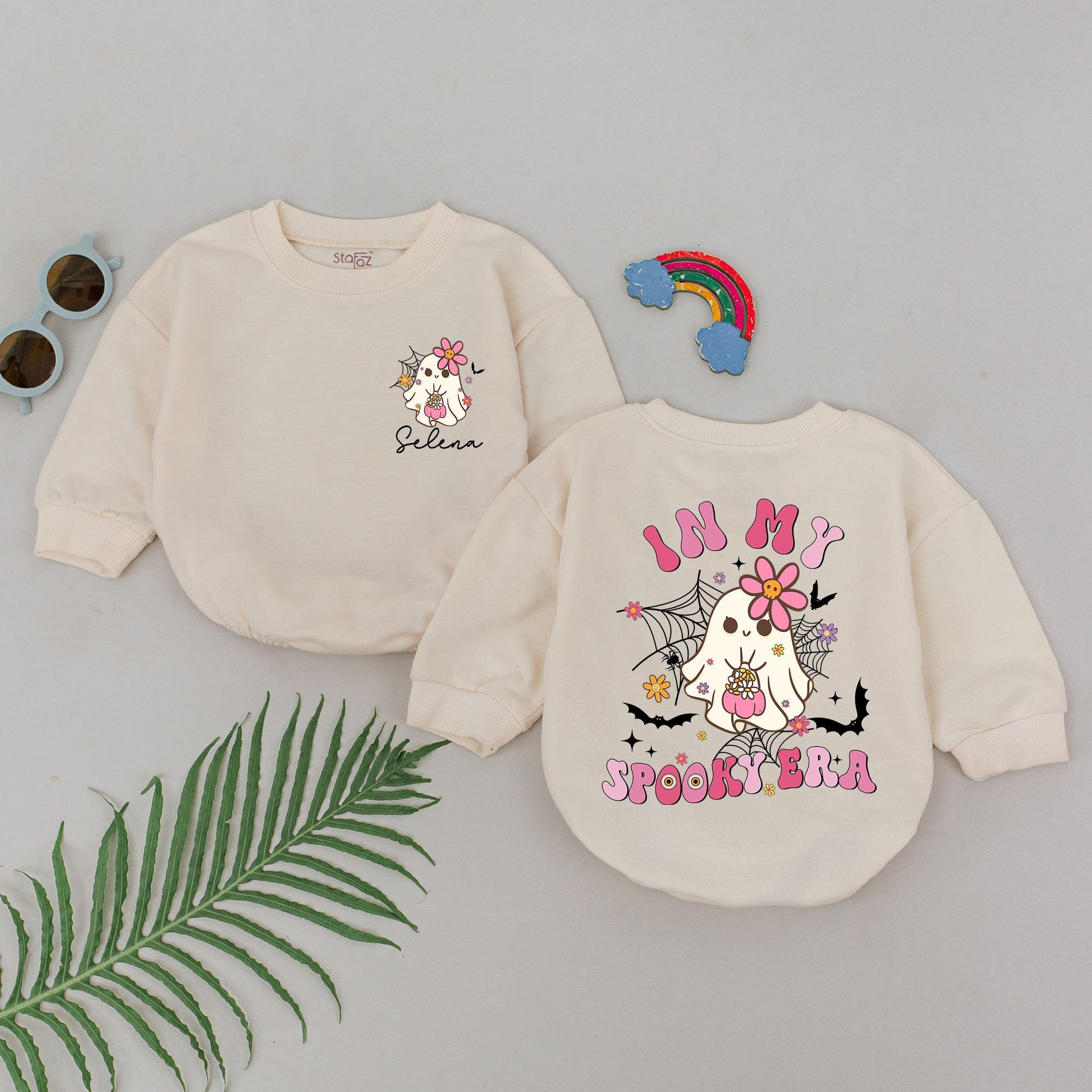 Personalized In My Spooky Era Romper Cute Cartoon Ghost Halloween Baby Girl Outfit Newborn First Halloween Gift
