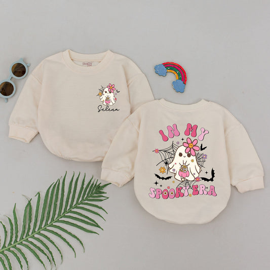 Personalized In My Spooky Era Romper Cute Cartoon Ghost Halloween Baby Girl Outfit Newborn First Halloween Gift