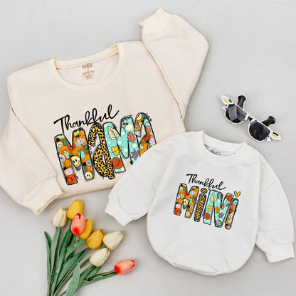 Thankful Family Matching Sweatshirts for Mom and Children Thanksgiving