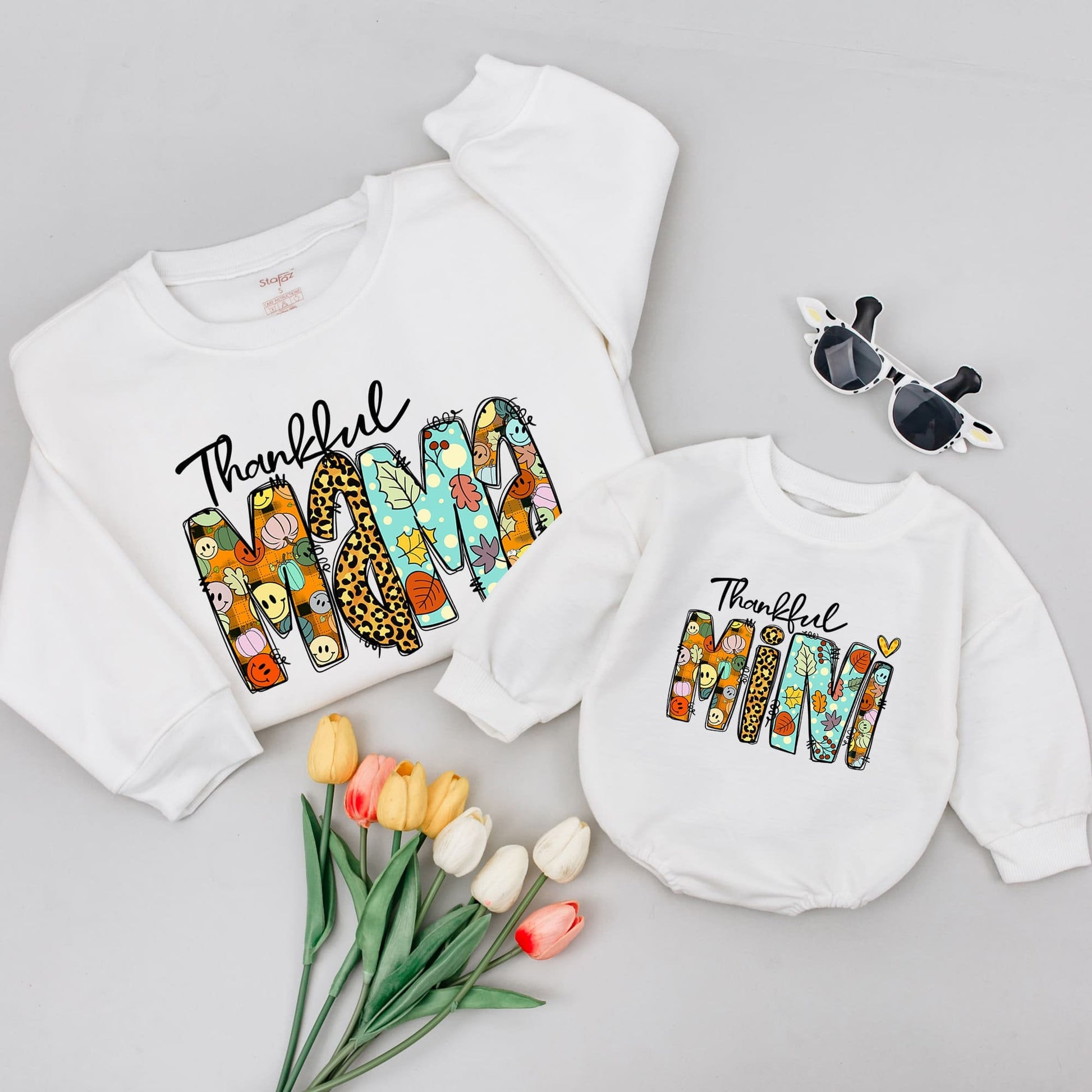 Thankful Family Matching Sweatshirts for Mom and Children Thanksgiving