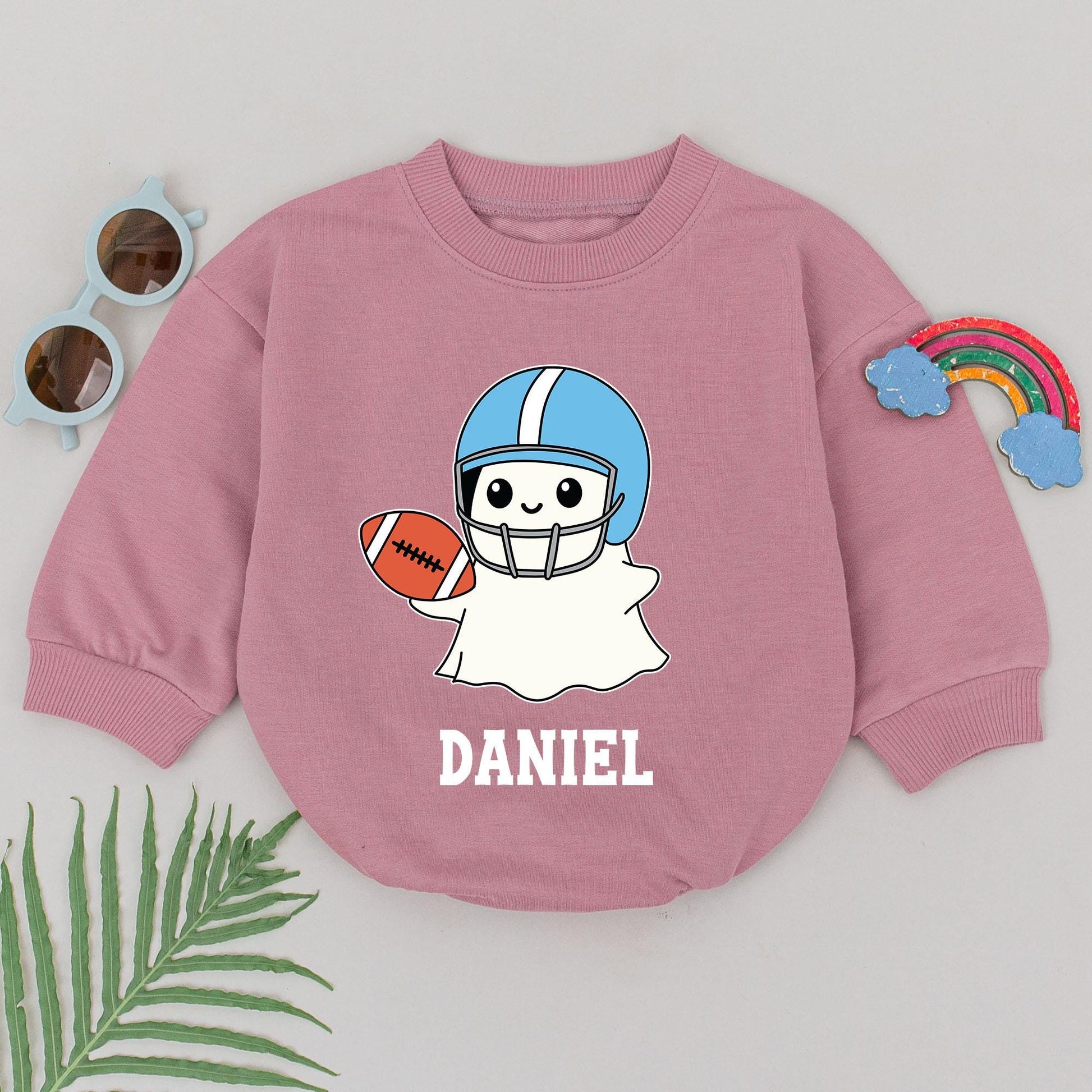 Personalized Boo Game Day Romper, Ghost Football Halloween Bodysuit, Custom Name, Sport Ghost 1st Halloween Outfit, Baby Boy Boo, Newborn for Boys (139 chars)