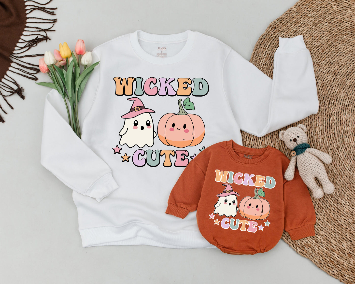 Matching Halloween Sweatshirts: Cute Mom & Baby Pumpkin Outfit