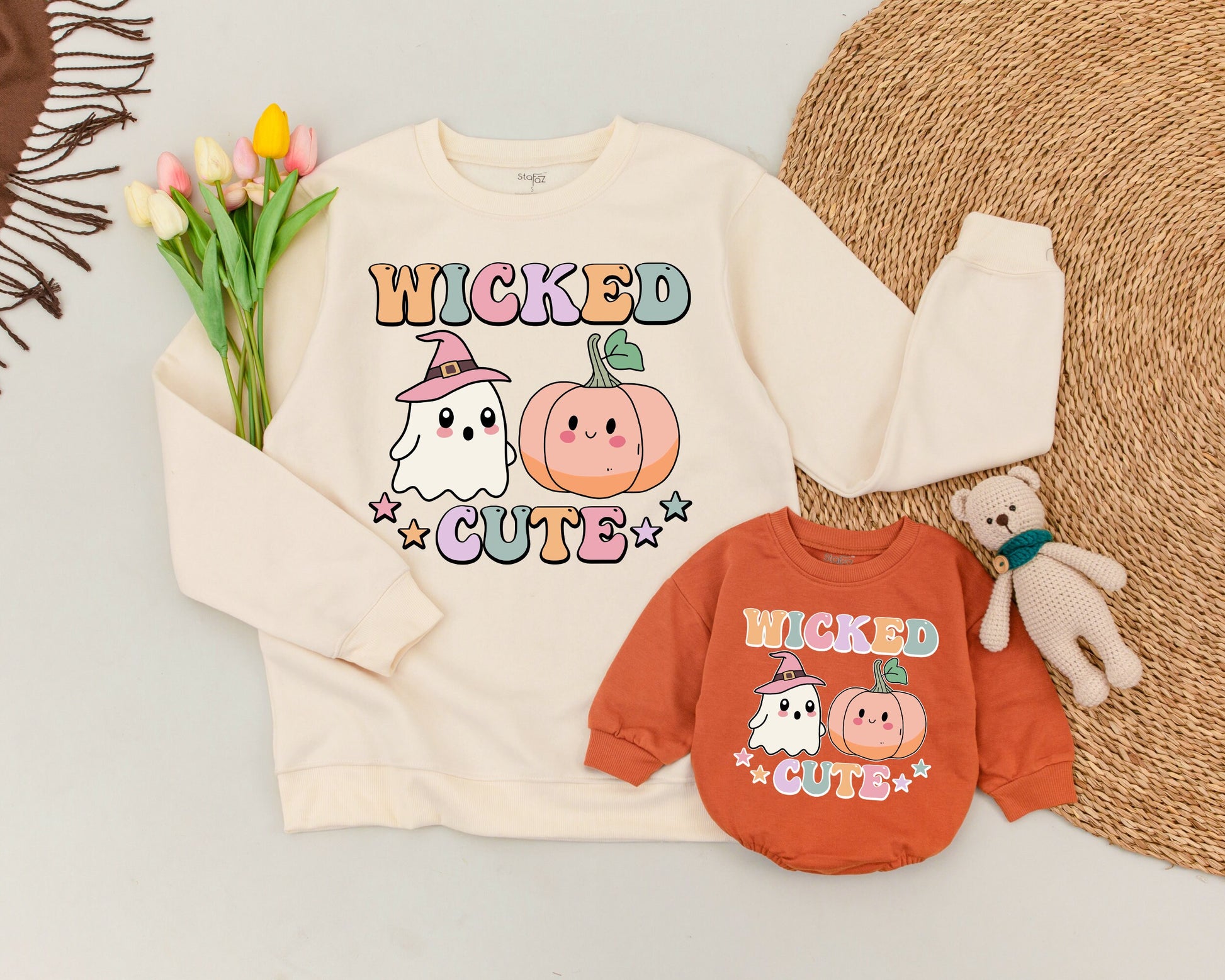 Matching Halloween Sweatshirts: Cute Mom & Baby Pumpkin Outfit