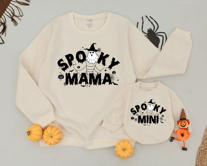 Matching Halloween Family Sweaters: Spooky Mama & Mini Outfits