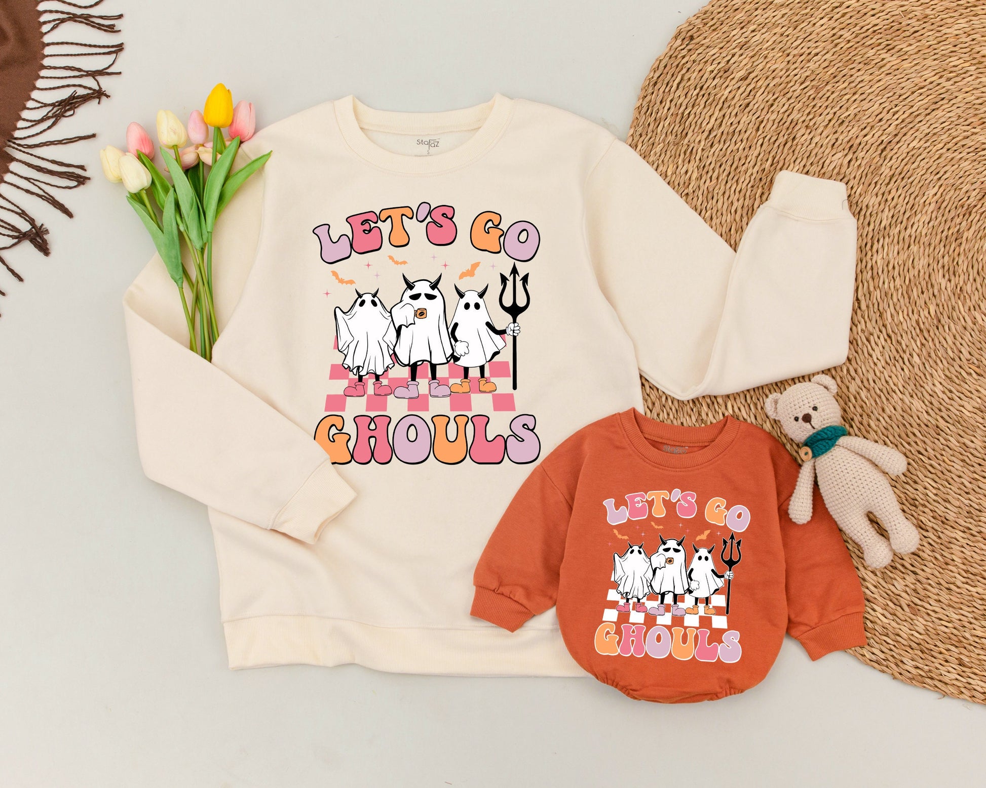 Matching Halloween Sweatshirts, Vintage Ghosts, Family Costume Set