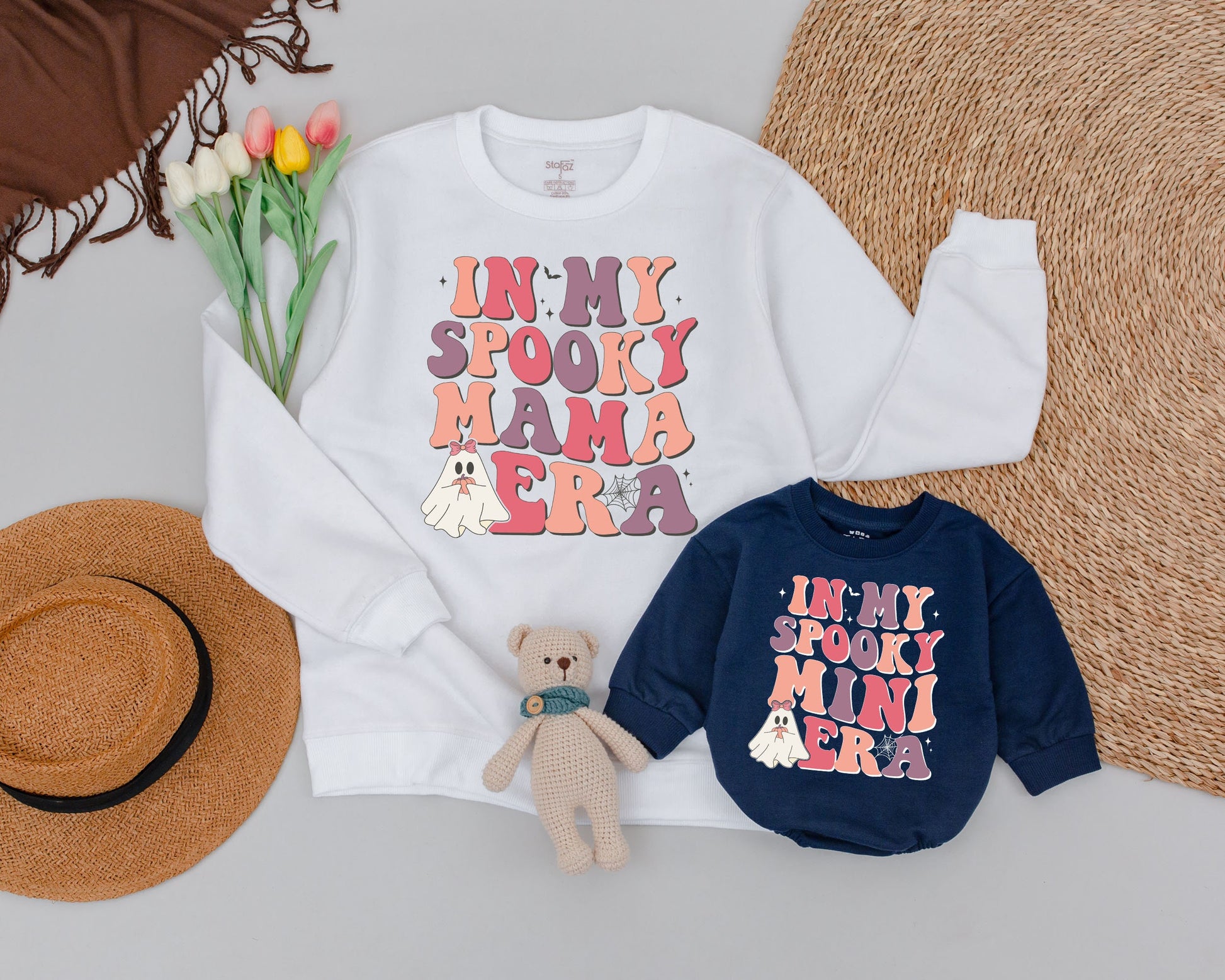 Spooky Family Sweatshirts: Cute Ghost Halloween Mommy and Me Set