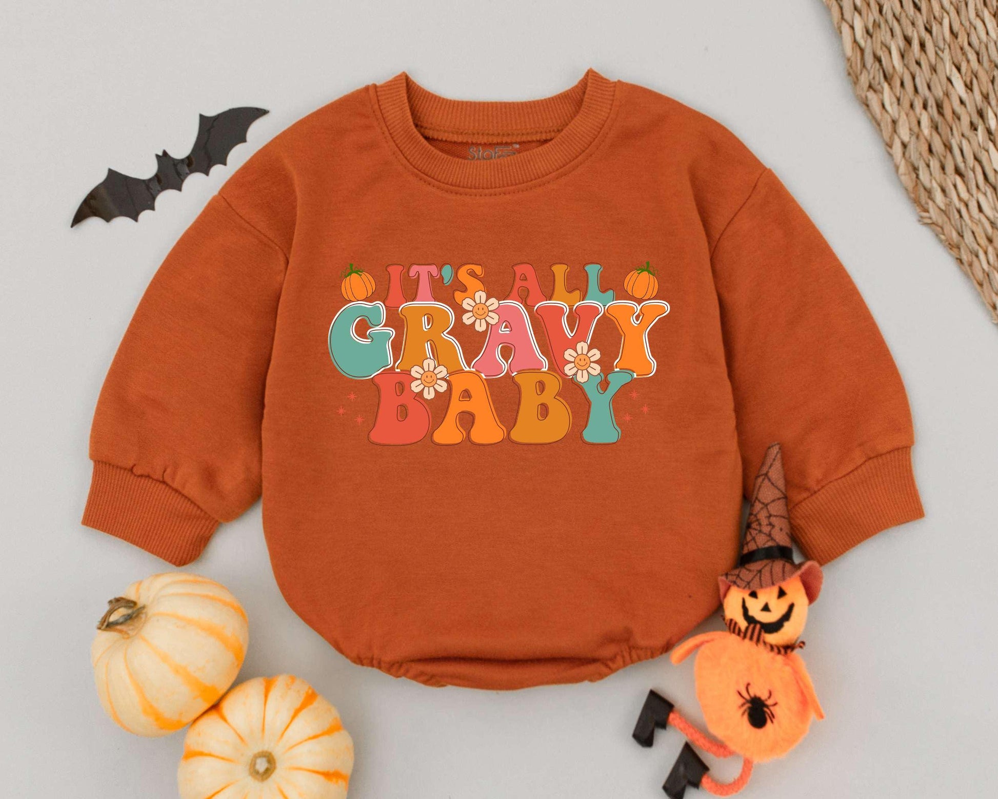 First Thanksgiving Baby Romper, Retro Toddler Outfit, Fall Clothing