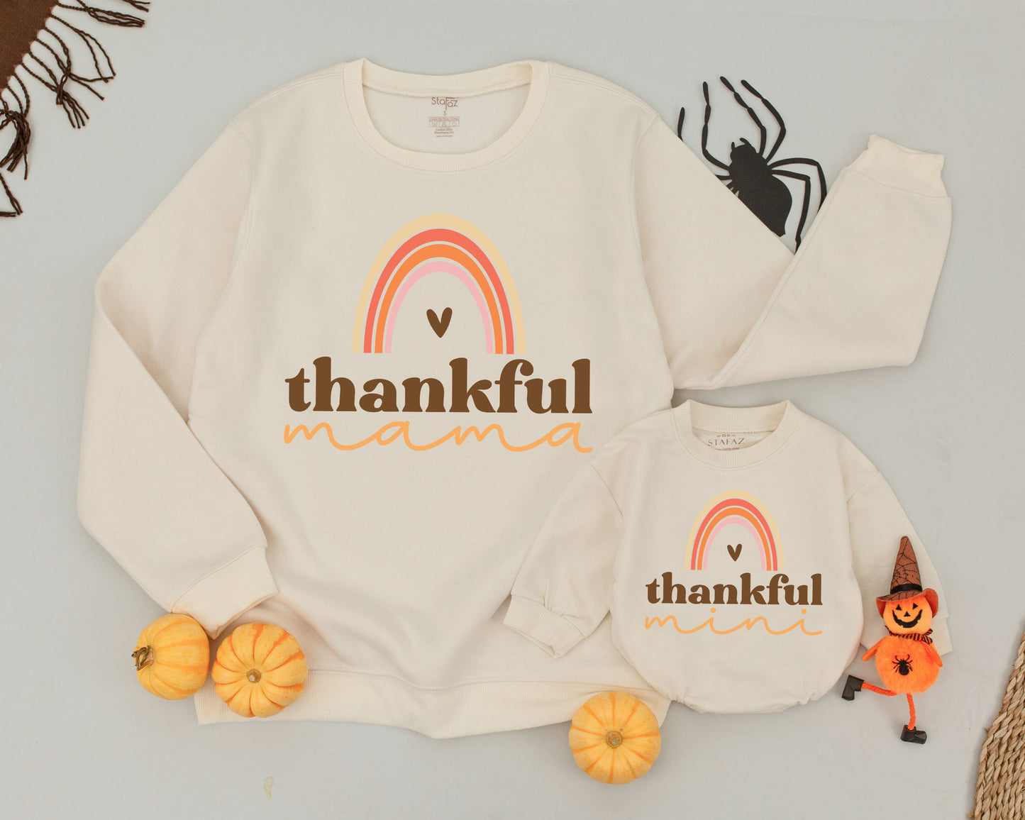 Thankful Retro Mama Mini Set: Thanksgiving Mommy & Me Sweaters