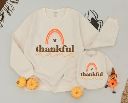 Thankful Retro Mama Mini Set: Thanksgiving Mommy & Me Sweaters