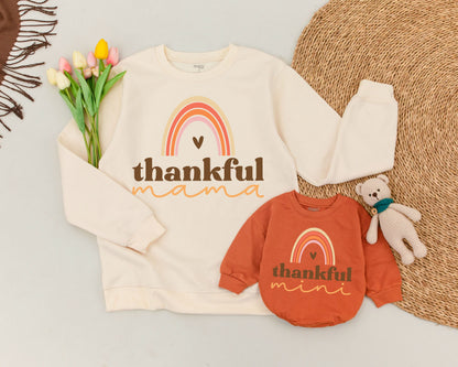 Thankful Retro Mama Mini Set: Thanksgiving Mommy & Me Sweaters