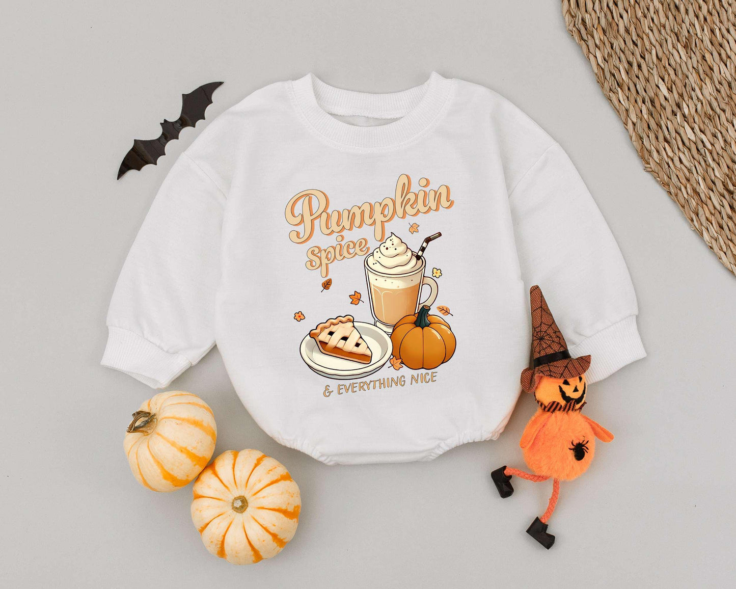 Retro Pumpkin Spice Romper: Halloween & Thanksgiving Baby Outfit