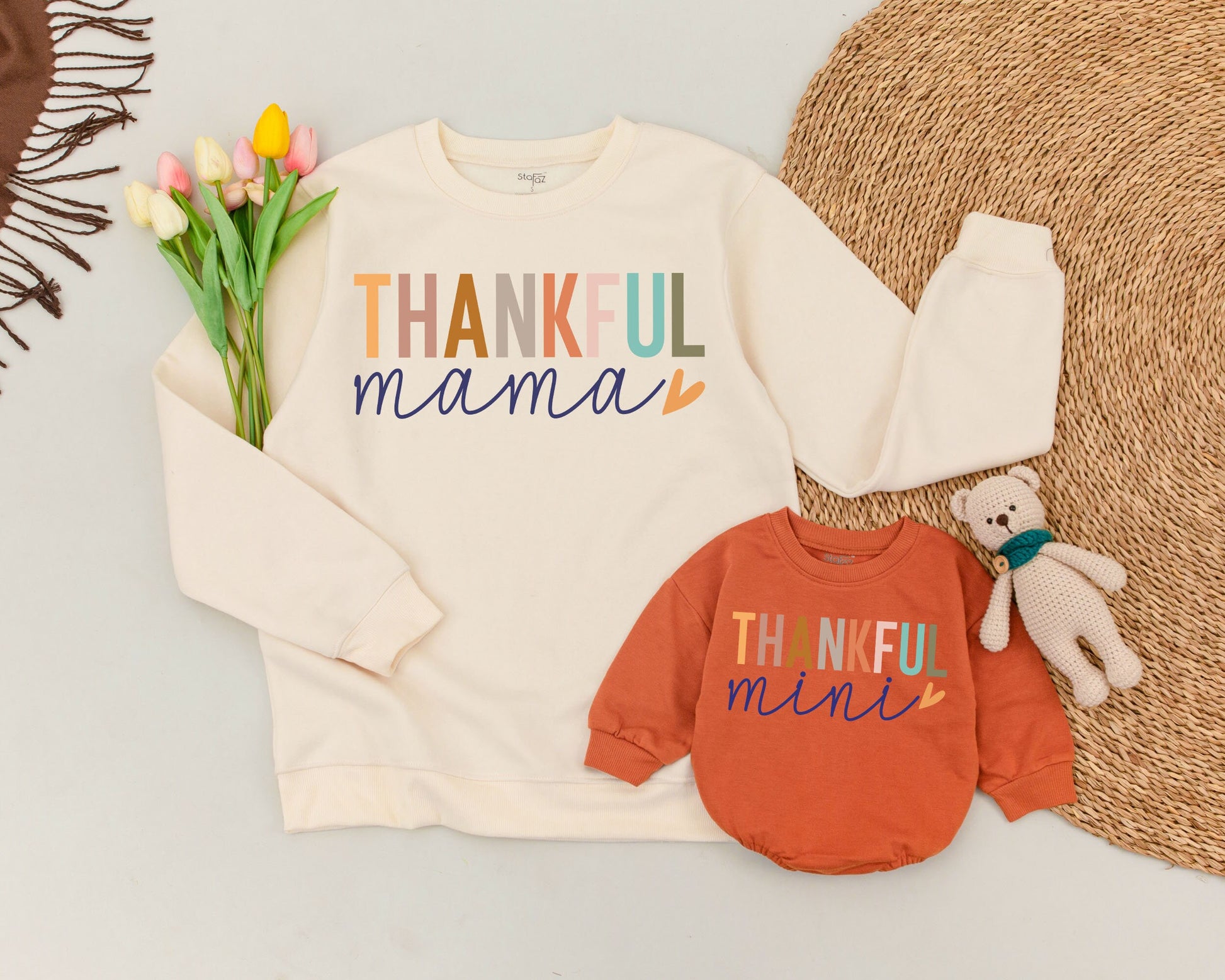 Retro Thanksgiving Mommy & Me Sweaters: Matching Family Fall Outfits