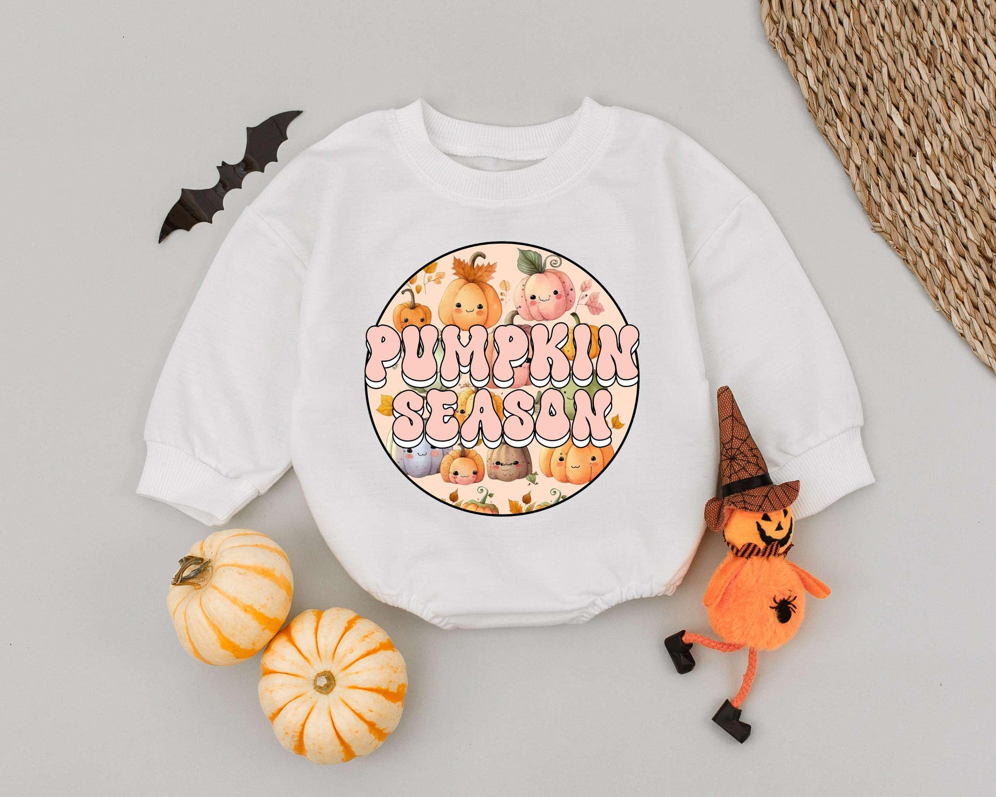 First Halloween Outfit: Pumpkin Romper, Toddler Sweatshirt Gift Set