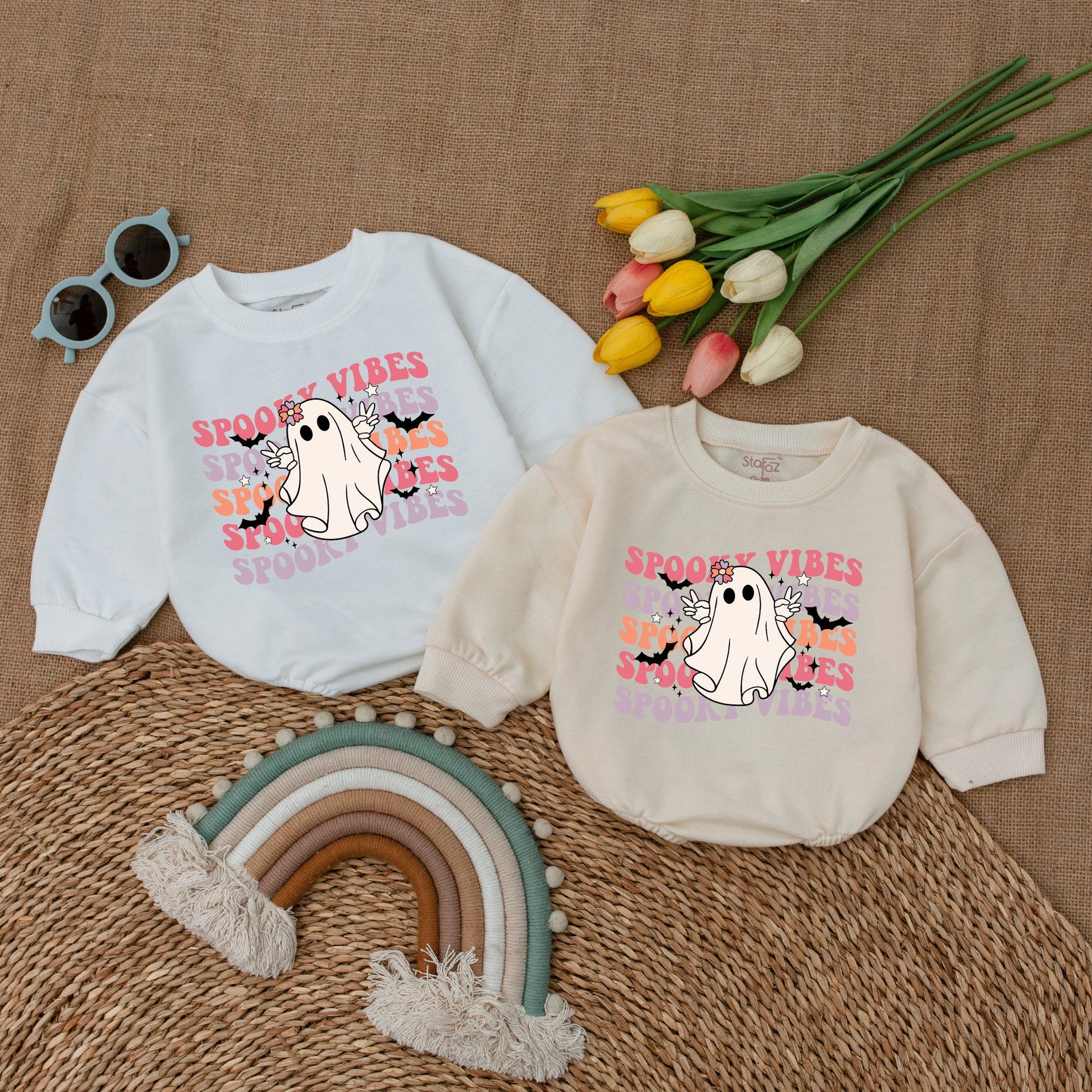 Cute Fall Baby Romper – Halloween Ghost Bodysuit for Girls