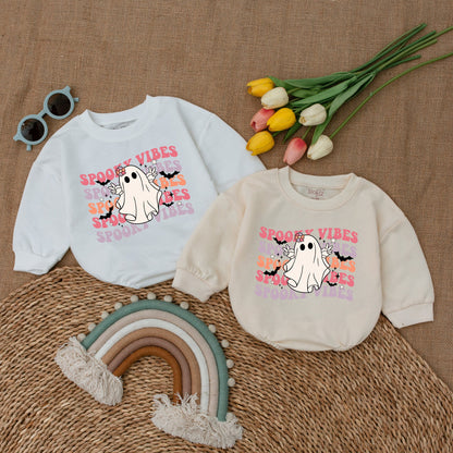 Cute Fall Baby Romper – Halloween Ghost Bodysuit for Girls