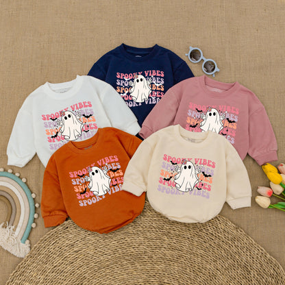Cute Fall Baby Romper – Halloween Ghost Bodysuit for Girls