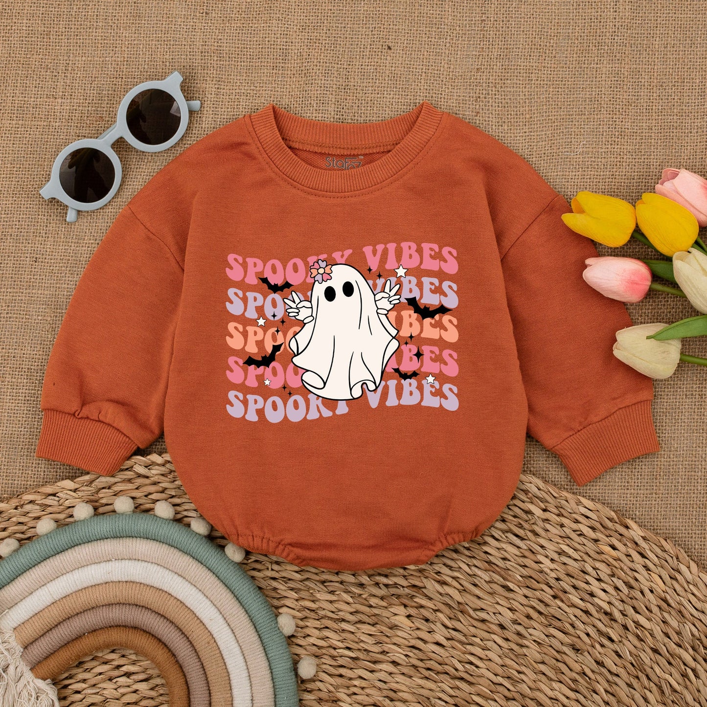 Cute Fall Baby Romper – Halloween Ghost Bodysuit for Girls