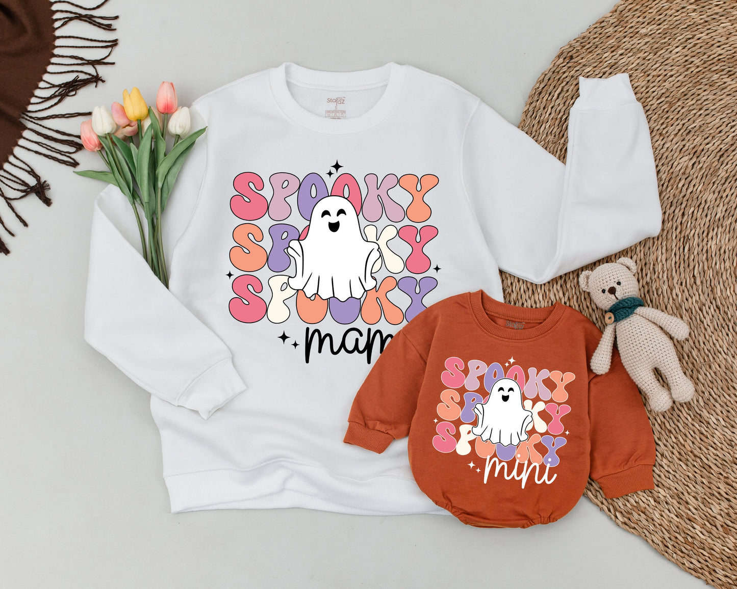 Cozy Halloween Family Sweaters: Mommy & Me Ghost Outfits Set