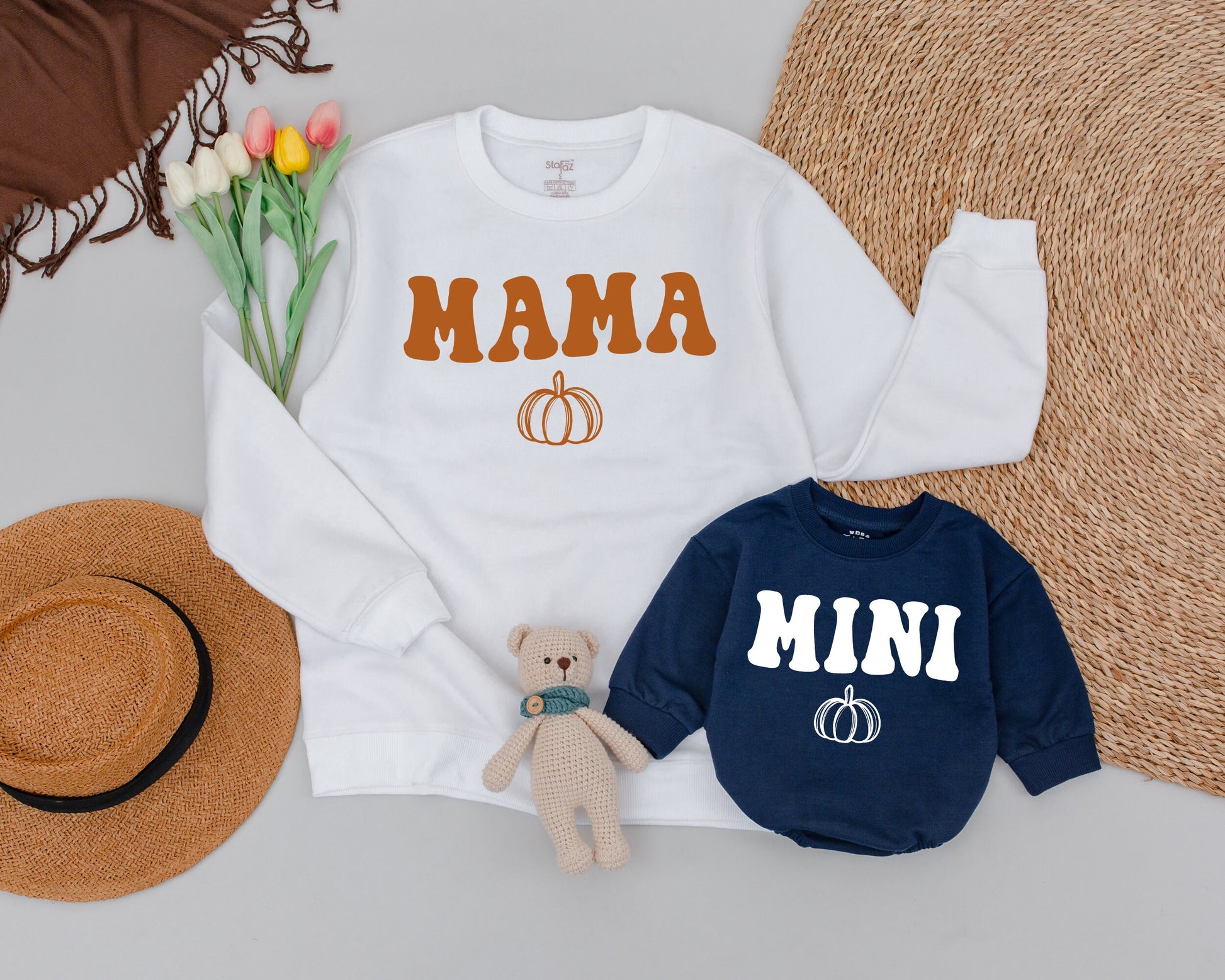 Cozy Matching Pumpkin Sweatshirts for Mom and Baby - Fall Outfits