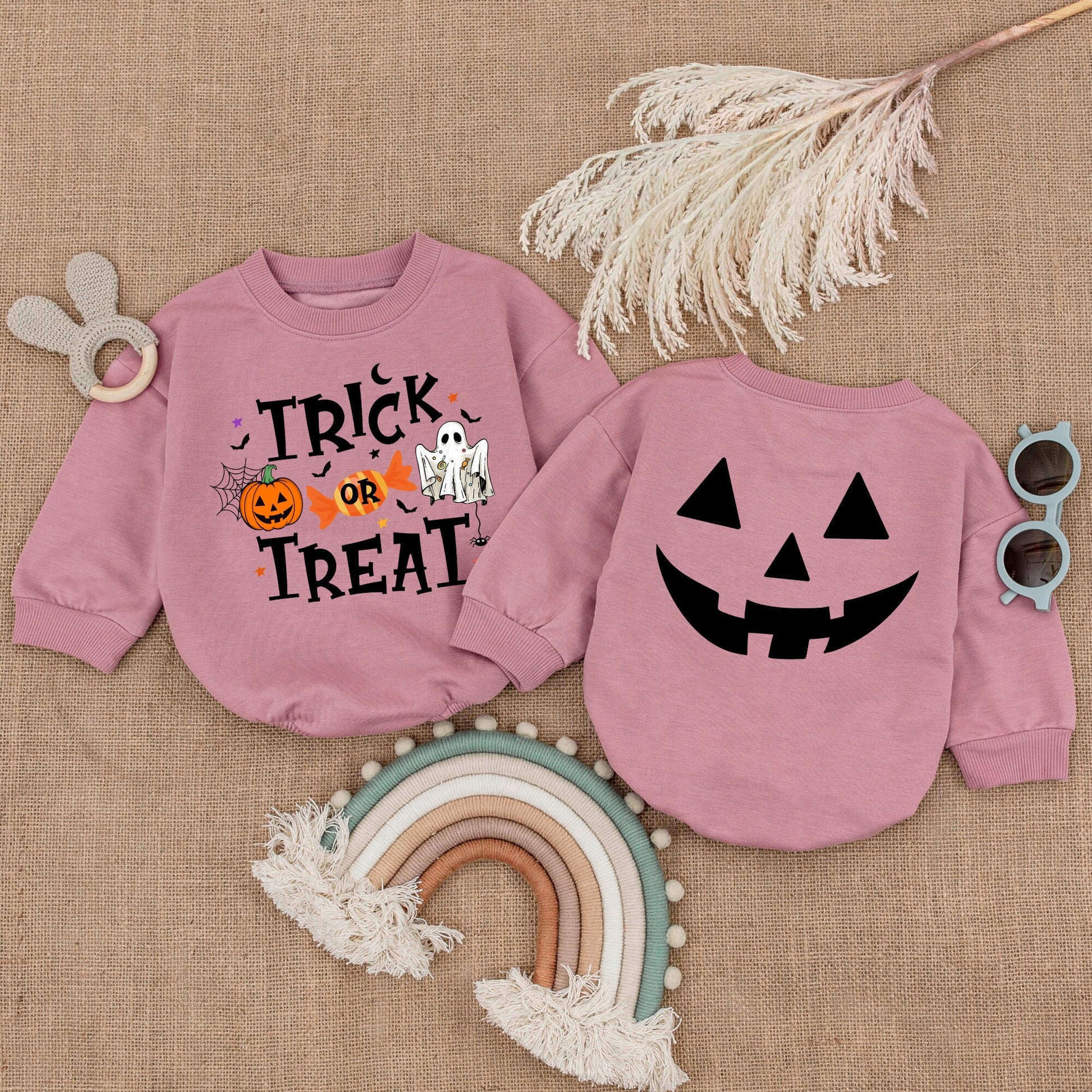 First Halloween Outfit: Pumpkin Bubble Romper & Bodysuit Set