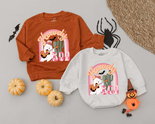 Western Halloween Baby Romper & Toddler Outfit – Cute Ghost Design