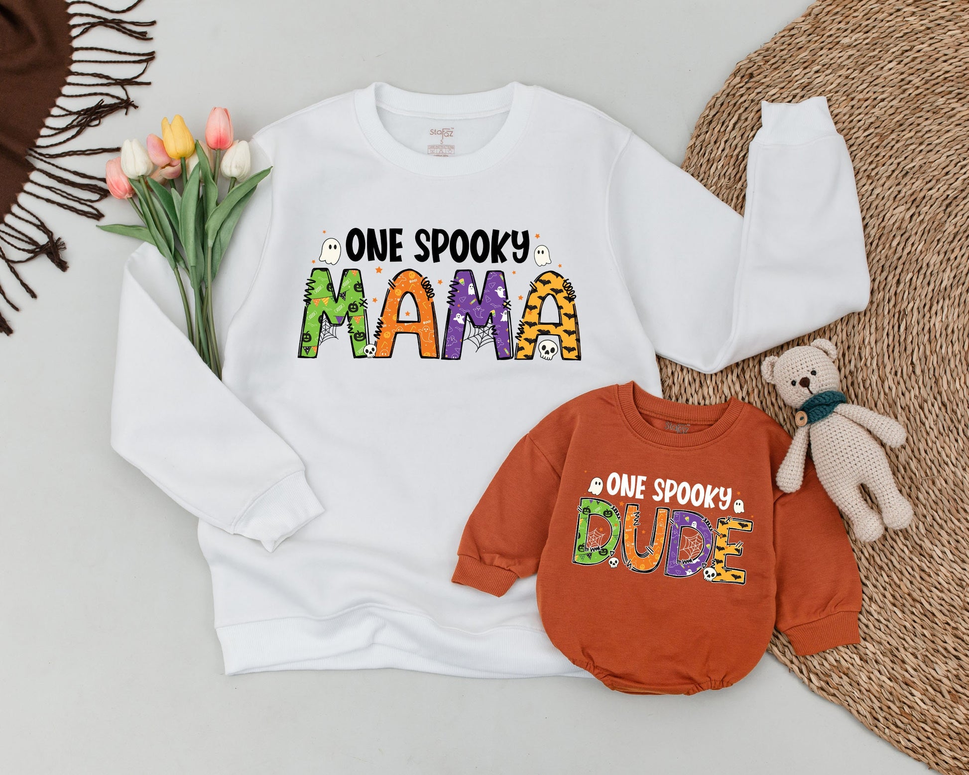 Matching Spooky Family Outfits: Retro Ghost & Mommy and Me Set