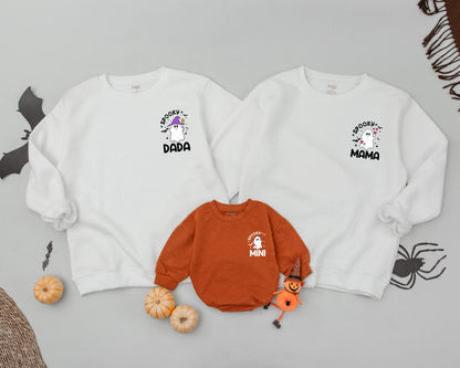 Matching Halloween Ghost Family Shirts: Baby, Mom & Personalized