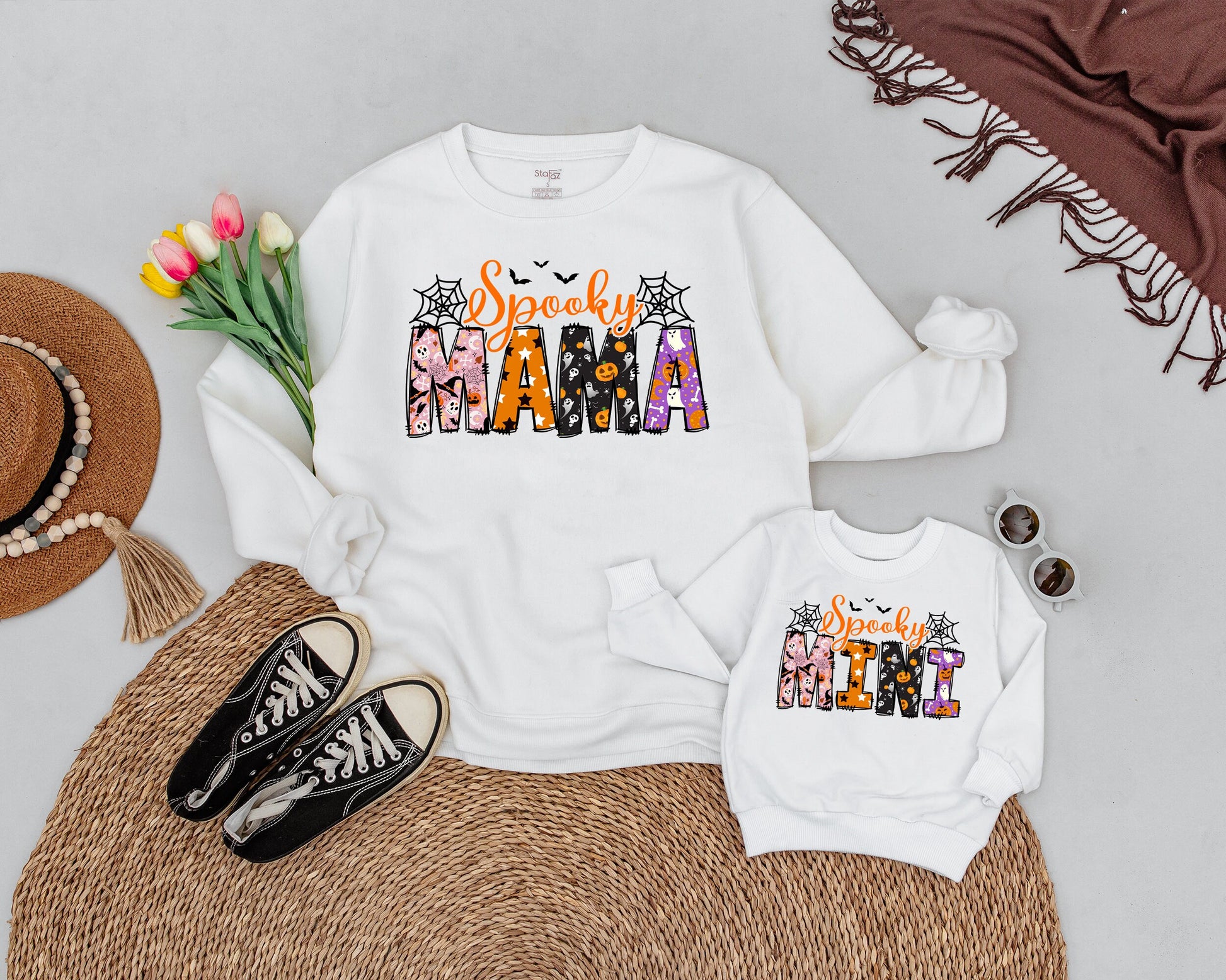 Matching Spooky Ghost Sweaters: Fun Halloween Family Outfits