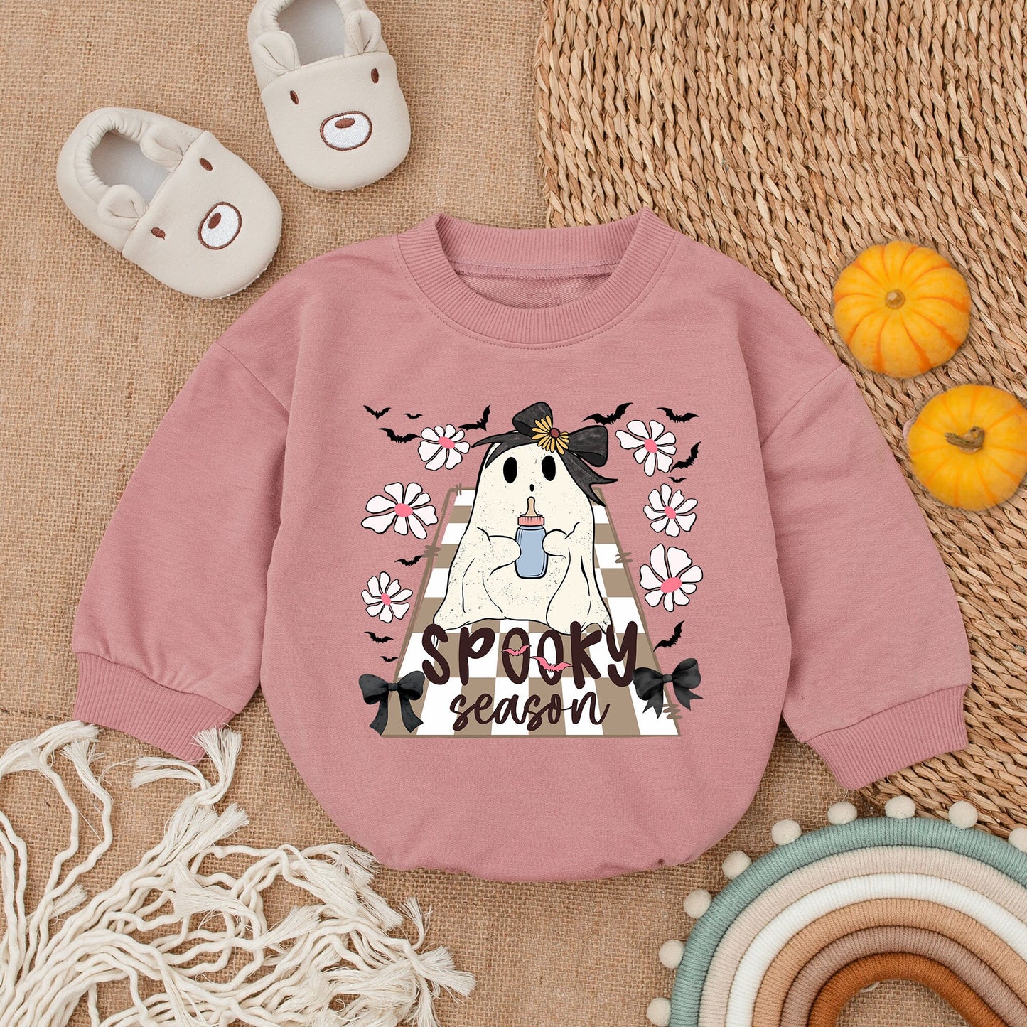 Spooky Pumpkin Romper - First Thanksgiving & Halloween Outfit