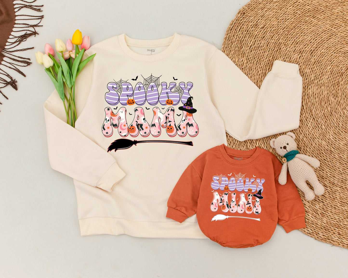 Matching Spooky Sweatshirts: Cute Halloween Outfits for Family