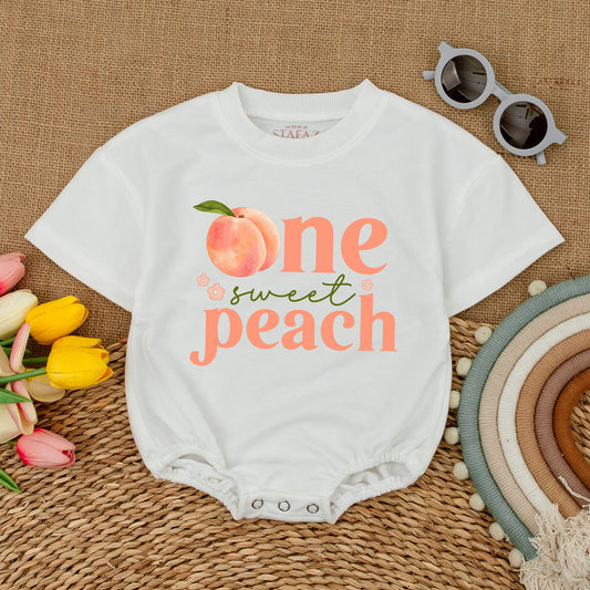 One Sweet Peach 1st Birthday Romper Baby Girl Outfit, Sweet Little Peach Bodysuit, Peach Party, Smash Cake Outfit, Peach Birthday