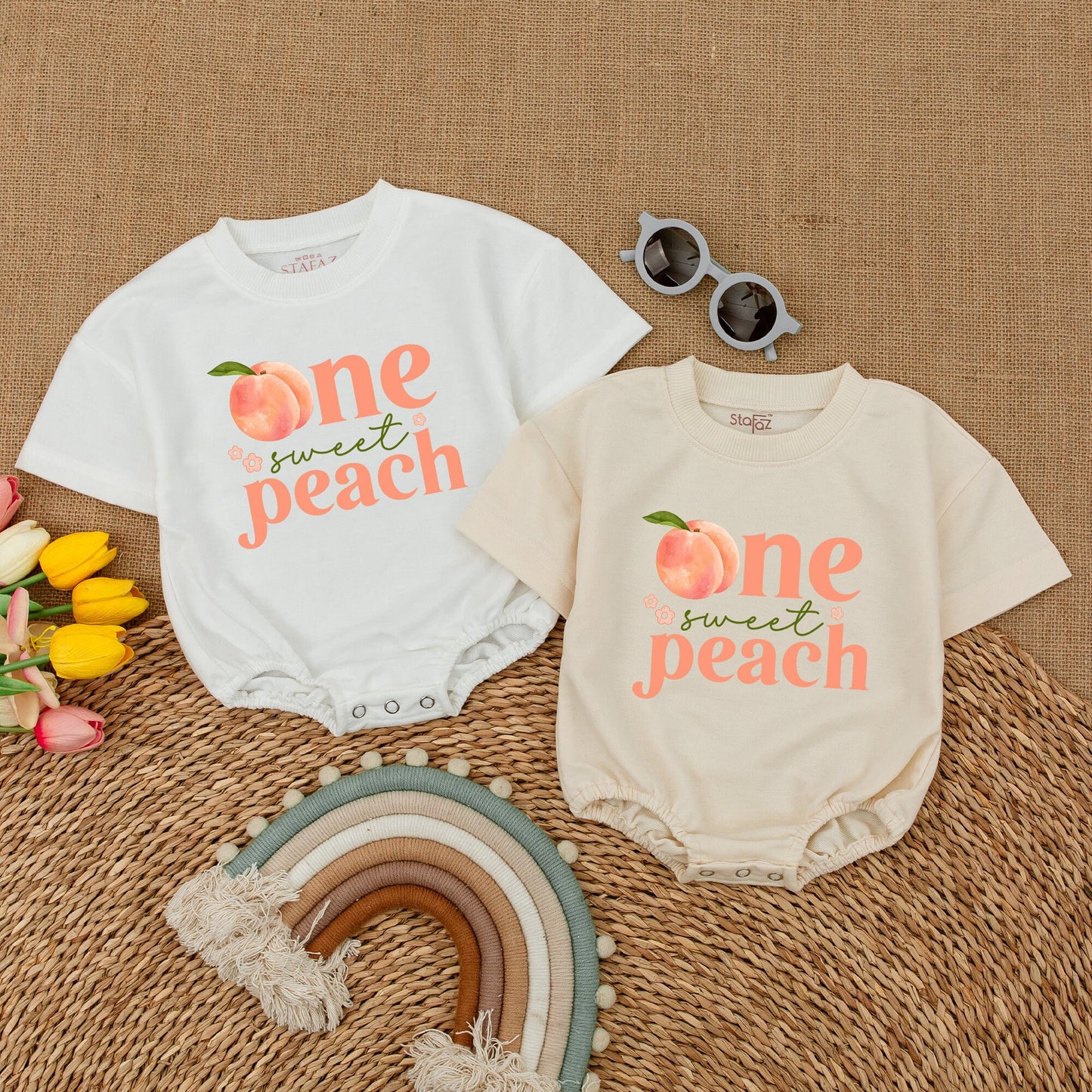 One Sweet Peach 1st Birthday Romper Baby Girl Outfit, Sweet Little Peach Bodysuit, Peach Party, Smash Cake Outfit, Peach Birthday