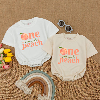 One Sweet Peach 1st Birthday Romper Baby Girl Outfit, Sweet Little Peach Bodysuit, Peach Party, Smash Cake Outfit, Peach Birthday