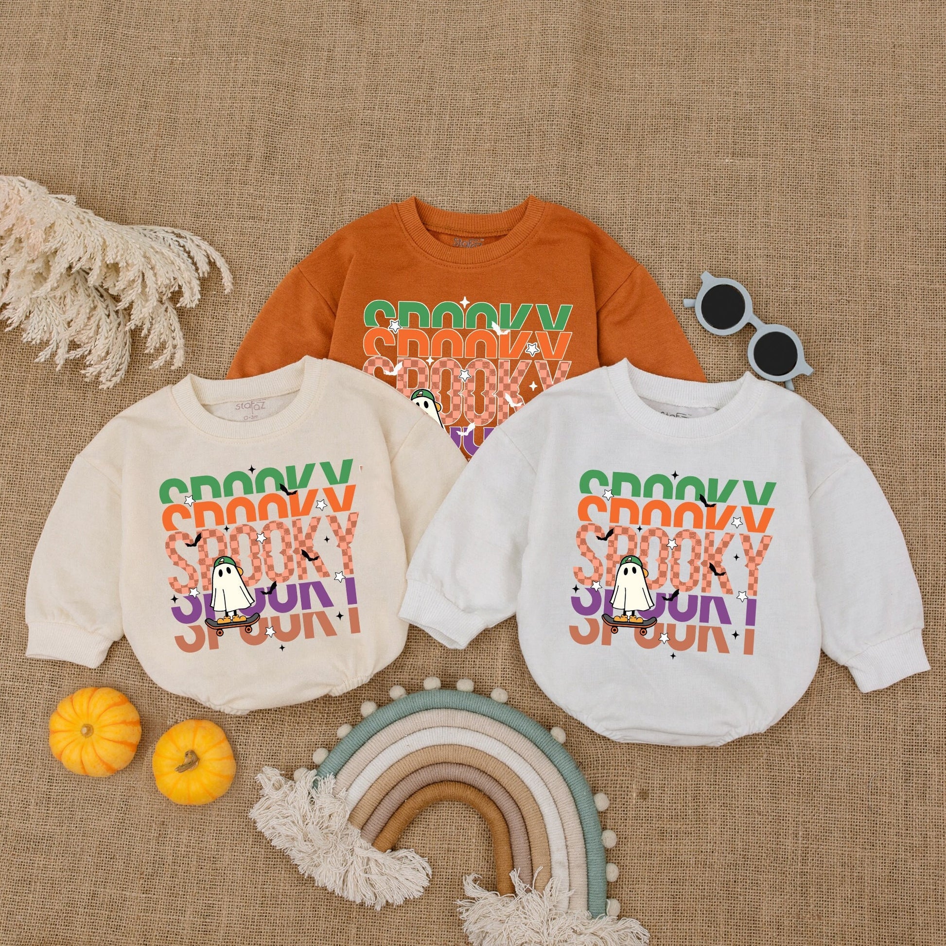 Vintage Spooky Pumpkin Bubble Romper for Boys – Halloween Bodysuit